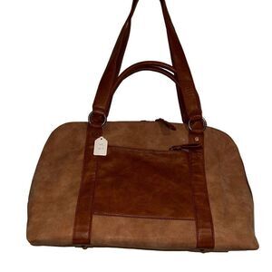 "New" Nomad Ladies Large Brown Suede Leather Velour Lined Duffle Travel Bag --